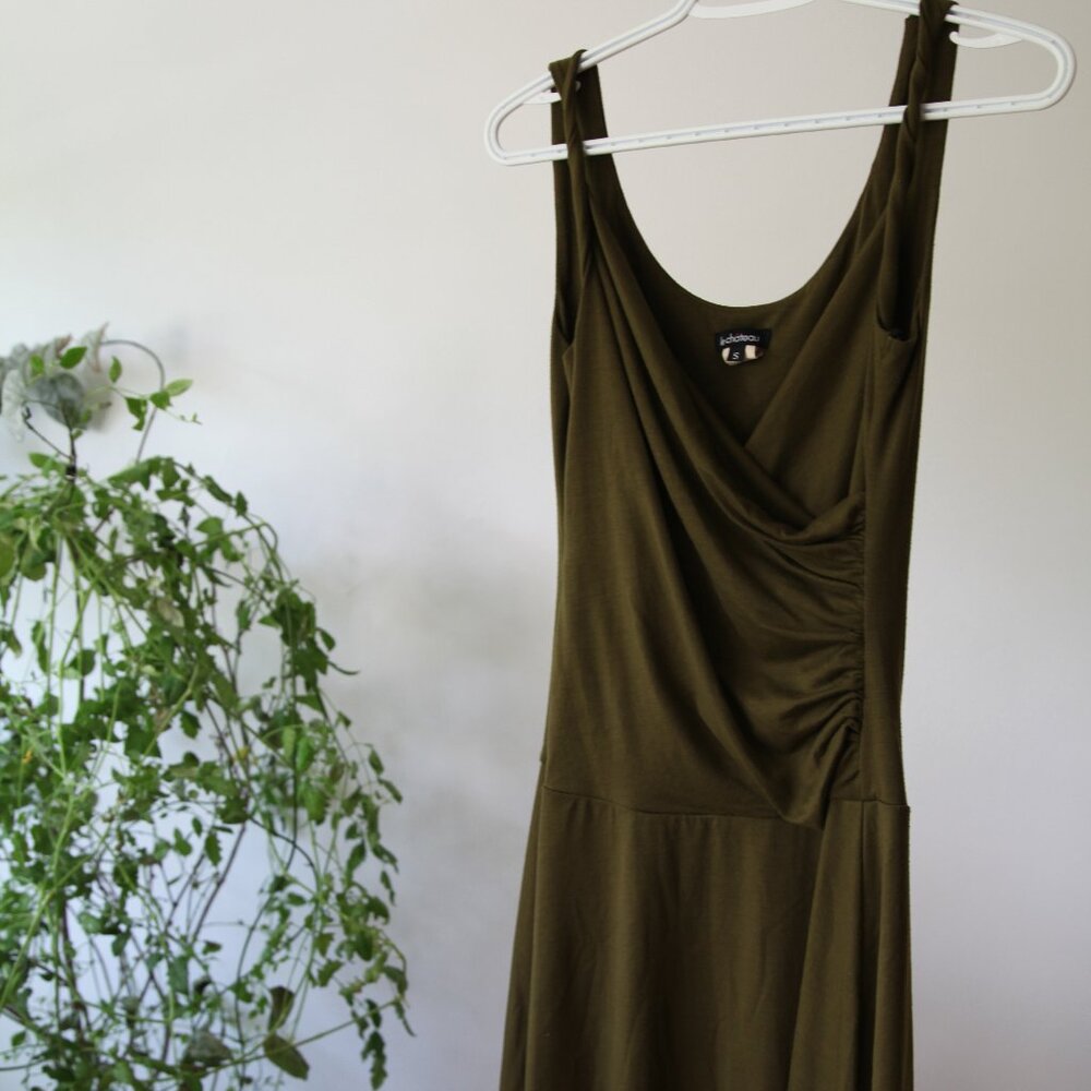 Vintage Le Chateau olive green dress.